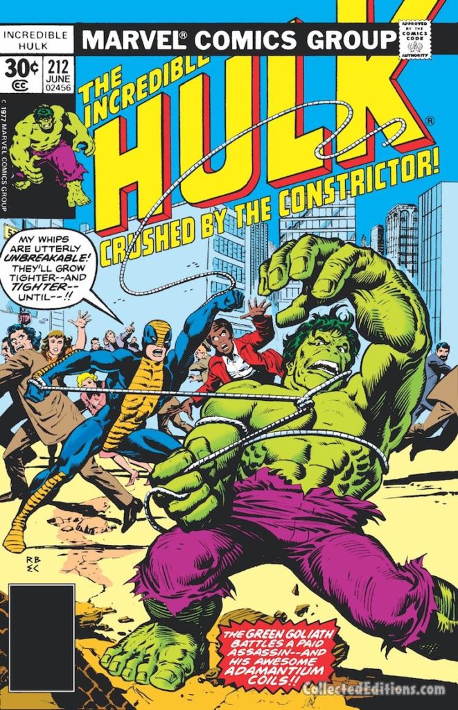 Incredible Hulk #212 cover; pencils, Rich Buckler; inks, Ernie Chan; Constrictor