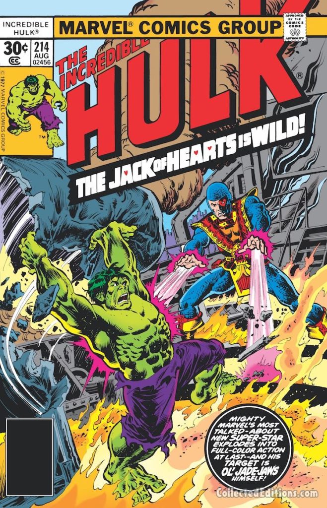 Incredible Hulk #214 cover; pencils, Rich Buckler; inks, Ernie Chan; Jack of Hearts