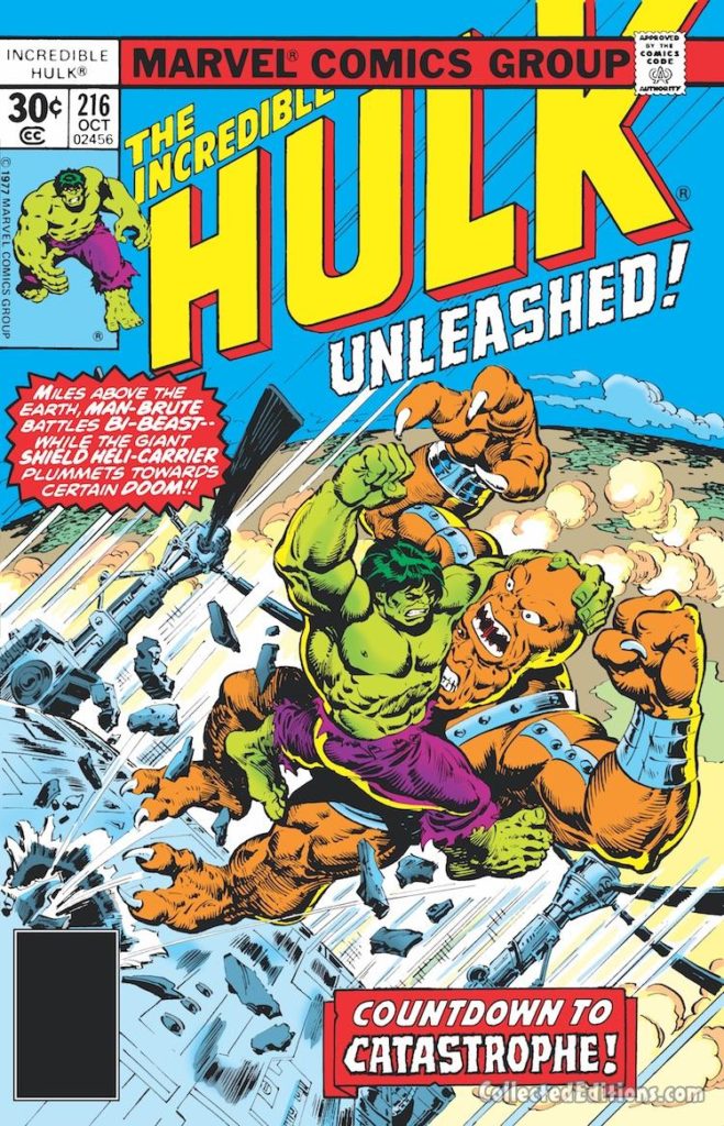 Incredible Hulk #216 cover; pencils, unknown; inks, Ernie Chan; Bi-Beast