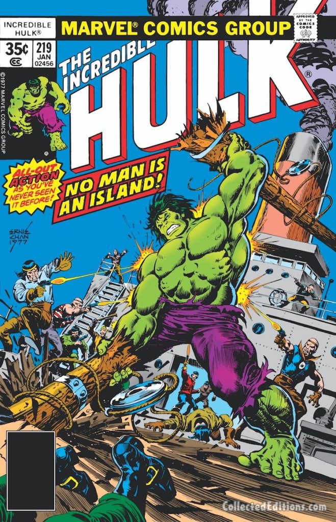 Incredible Hulk #219 cover; pencils and inks, Ernie Chan