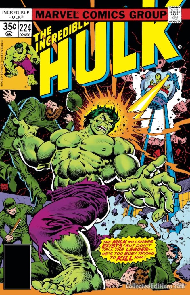 Incredible Hulk #224 cover; pencils and inks, Ernie Chan
