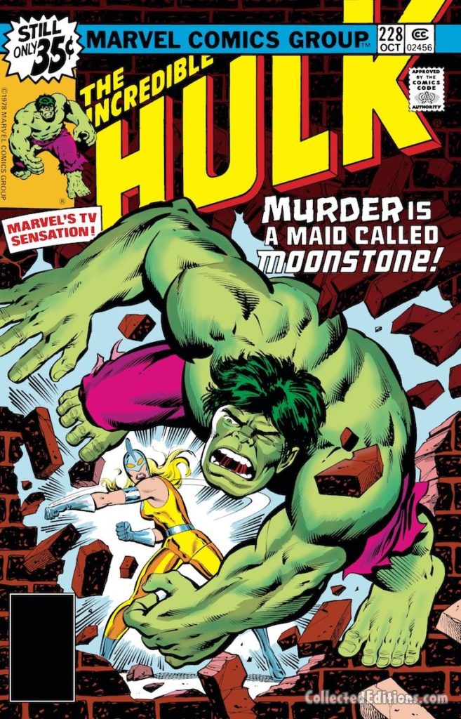 Incredible Hulk #228 cover; pencils, Herb Trimpe; Hulk vs. Moonstone