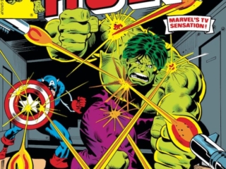 Incredible Hulk #232 cover; pencils and inks, Dan Adkins; Captain America