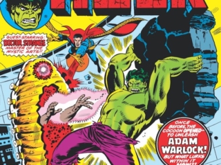 Incredible Hulk Annual #6 cover; pencils, Herb Trimpe; inks, Frank Giacoia; Adam Warlock/Doctor Strange