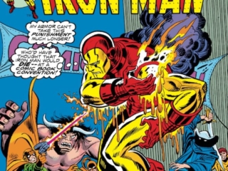 Iron Man #71 cover; pencils, Ron Wilson; Man-Bull/Black Lama/Whiplash/Melter/San Diego Comic-Con