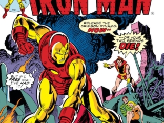 Iron Man #73 cover; pencils, Gil Kane; Crimson Dynamo
