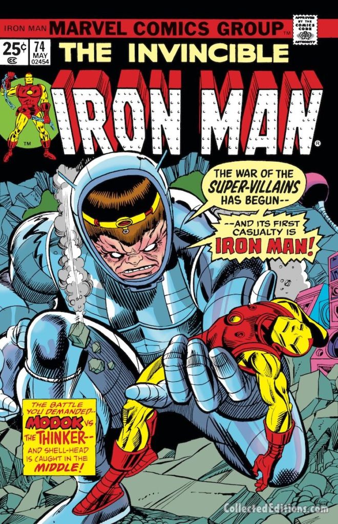 Iron Man #74 cover; pencils, Gil Kane; inks, Frank Giacoia, MODOK