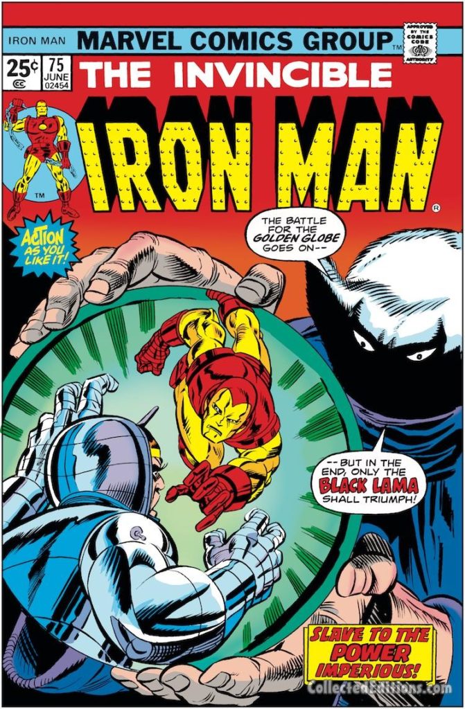Iron Man #75 cover; pencils, Gil Kane; inks, Frank Giacoia, Black Lama