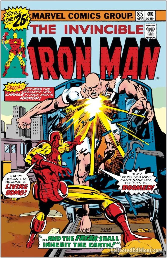 Iron Man #85 cover; pencils, Rich Buckler; inks, Klaus Janson, Happy Hogan, the Freak