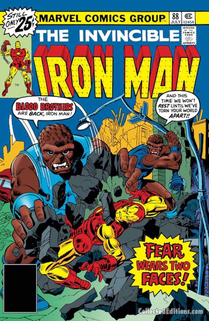 Iron Man #88 cover; pencils, Gil Kane; inks, Frank Giacoia; Blood Brothers