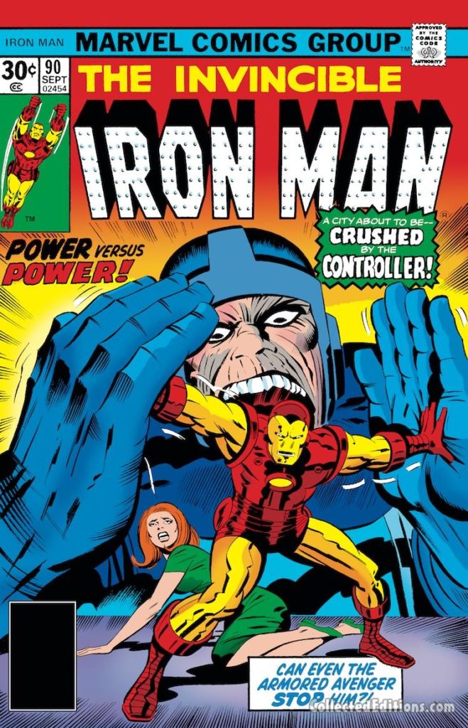 Iron Man #90 cover; pencils, Jack Kirby; inks, Jack Abel; the Controller