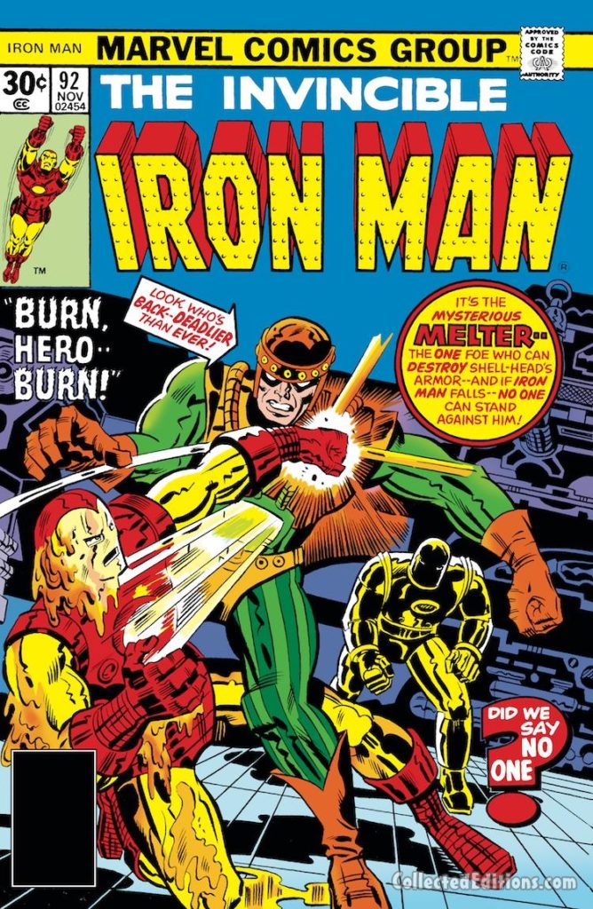 Iron Man #92 cover; pencils, Jack Kirby; inks, Al Milgrom; the Melter