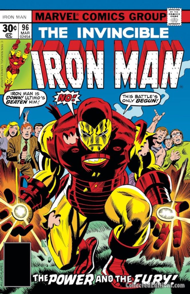 Iron Man #96 cover; pencils, Al Milgrom; inks, Jack Abel