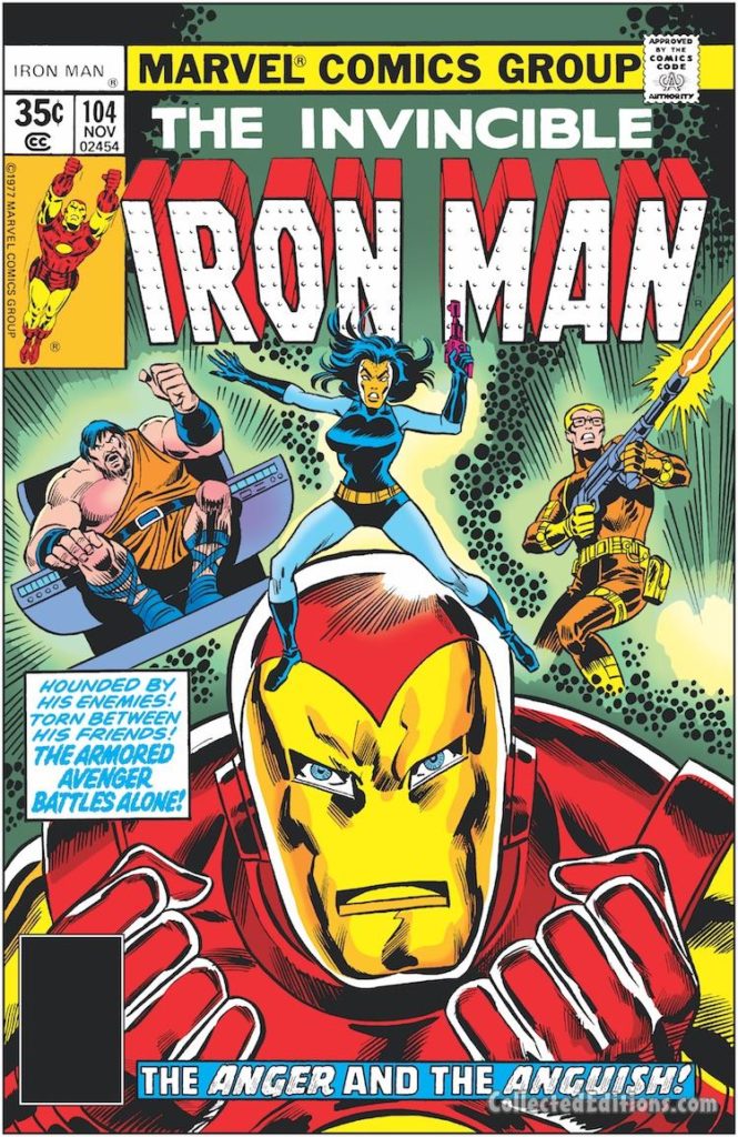 Iron Man #104 cover; pencils, Dave Cockrum; inks, Frank Giacoia; Midas. Madam Masque