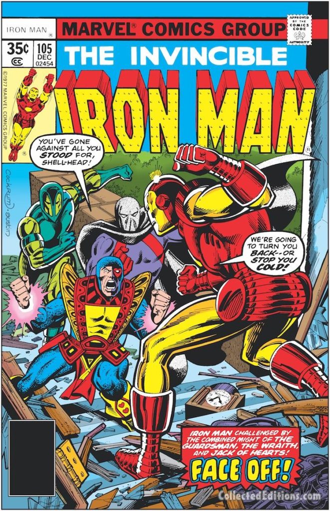 Iron Man #105 cover; pencils, Dave Cockrum; inks, Terry Austin; Jack of Hearts