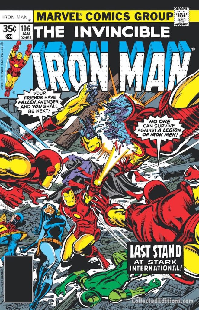 Iron Man #106 cover; pencils, Dave Cockrum; inks, Terry Austin; Madam Masque/Whitney Frost