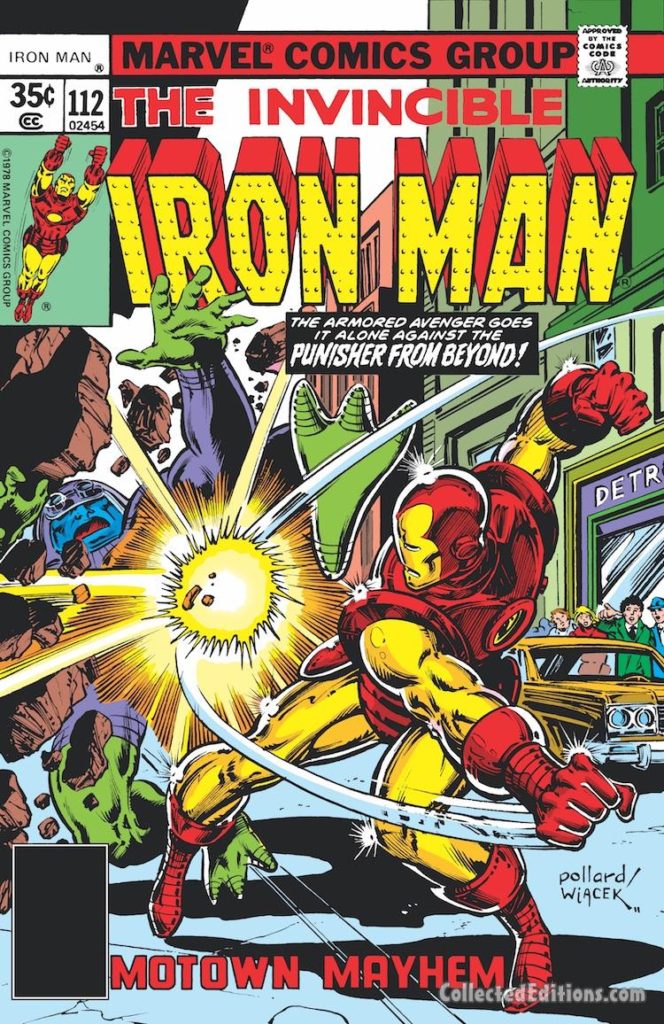 Iron Man #112 cover; pencils, Keith Pollard; inks, Bob Wiacek; The Punisher