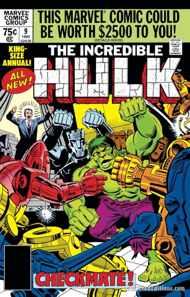 Incredible Hulk Annual #9 cover; pencils, Steve Ditko; inks, Al Milgrom; Checkmate