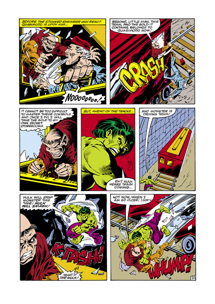 The Incredible Hulk versus Quasimodo #1, pg. 20; pencils, Sal Buscema; inks, Steve Mitchell; subway