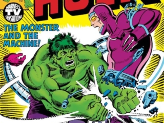 Incredible Hulk #235 cover; pencils, Al Milgrom; inks, Steve Ditko; Machine Man, Monster and Machine
