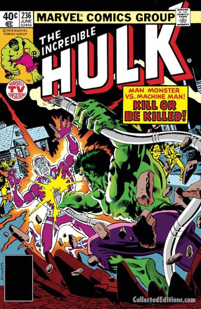 Incredible Hulk #236 cover; pencils and inks, Al Milgrom; Kill or Be Killeed; Man Monster vs Machine Man