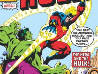 Incredible Hulk #246 cover; pencils, Rich Buckler; inks, Jack Abel; The Hero and the Hulk, Captain Marvel, Mar-Vell, Mandroid, Marvel's TV Sensation