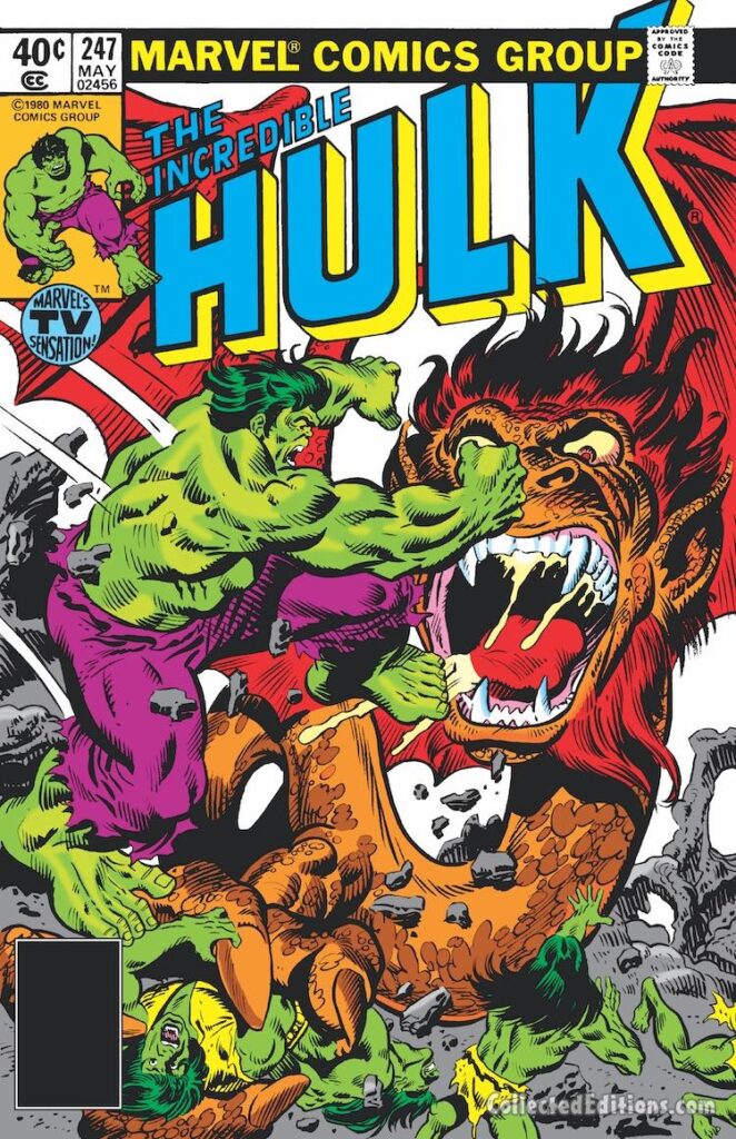 Incredible Hulk #247 cover; pencils, Rich Buckler; inks, Al Milgrom; Jarella's world, Microverse; Marvel's TV Sensation