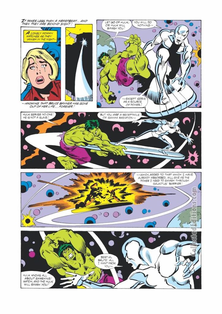 Incredible Hulk #250, pg. 31; pencils and inks, Sal Buscema; Silver Surfer, surfboard