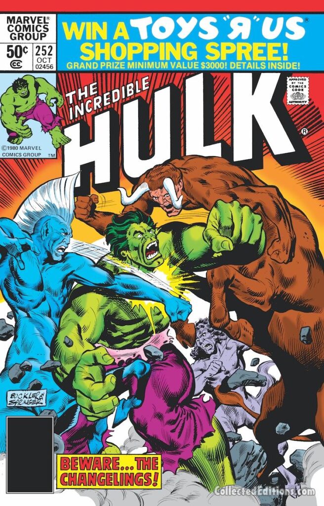 Incredible Hulk #252 cover; pencils, Rich Buckler; inks, Frank Springer; Beware the Changelings; Woodgod; Minotaurus; Centaurio