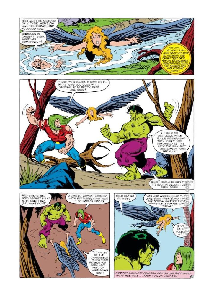 Incredible Hulk #253, pg. 10; pencils and inks, Sal Buscema; Woodgod, Siren, Doc Samson
