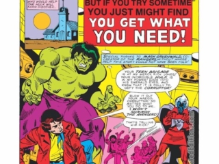 Incredible Hulk #265, pg. 1; pencils and inks, Sal Buscema; You Can&rsquo;t Always Get What You Want, Rolling Stones, Bill Mantlo, Teen Brigade, Rick Jones, Corruptor