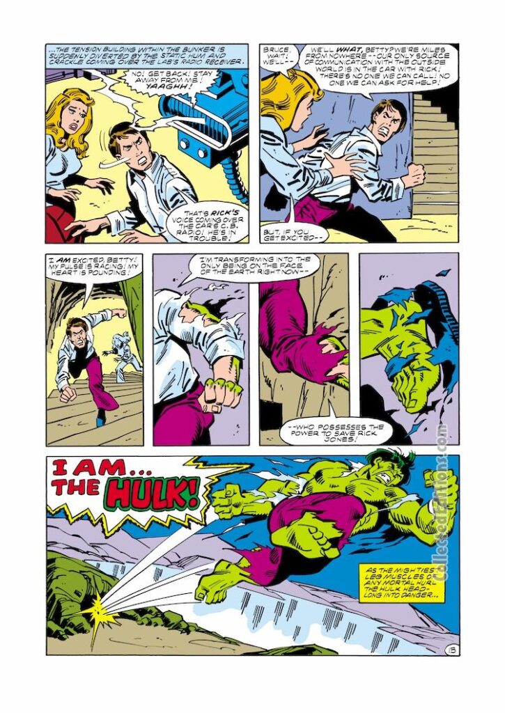 Incredible Hulk #268, pg. 13; pencils and inks, Sal Buscema; Bruce Banner, Betty Ross, I Am the Hulk, transformation