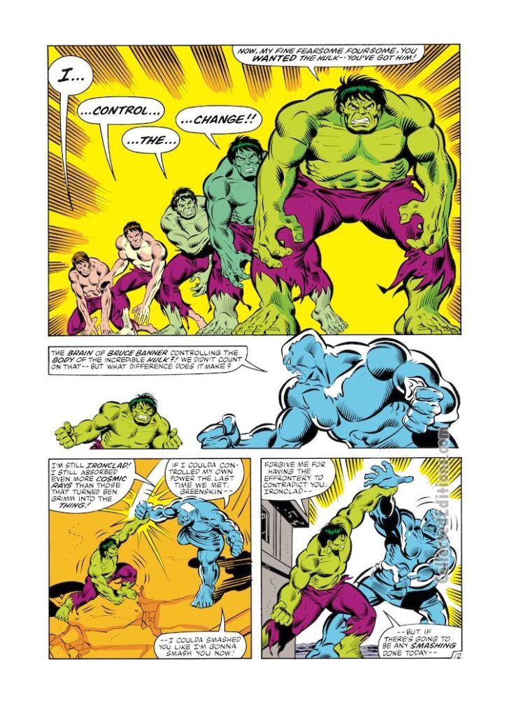 Incredible Hulk #276, pg. 12; pencils, Sal Buscema; inks, Joe Sinnott; Bruce Banner transformation, Ironclad
