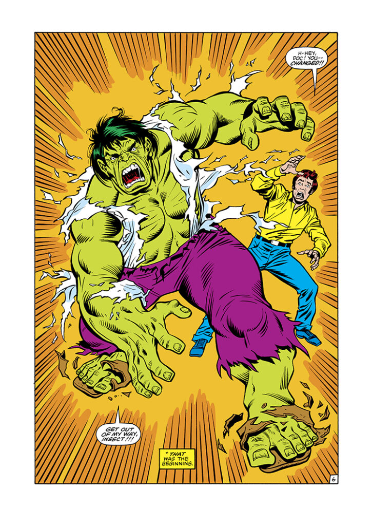 Incredible Hulk #285, pg. 6; pencils, Sal Buscema; inks, Chic Stone; Rick Jones, splash page, purple pants