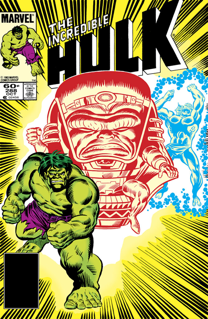 Incredible Hulk #288 cover; pencils, Ron Wilson; inks, Al Milgrom; M.O.D.O.K., Abomination