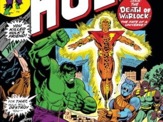 Incredible Hulk #178 cover; pencils and inks, Herb Trimpe; alterations, John Romita Sr.; The Death of Warlock
