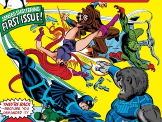 Inhumans #1 cover; pencils, Gil Kane; inks, Frank Giacoia; Uncanny, first issue, Blastaar, Black Bolt