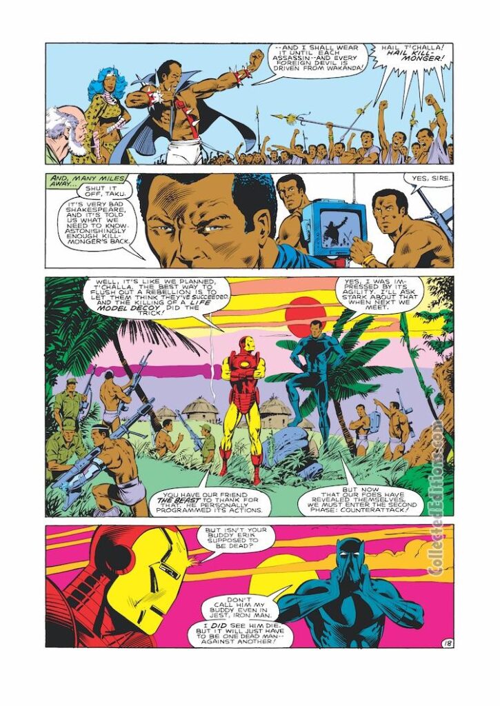 Iron Man Annual #5, pg. 18; pencils, Jerry Bingham; inks, Dan Green; T’Challa, Wakanda, Killmonger, Taku