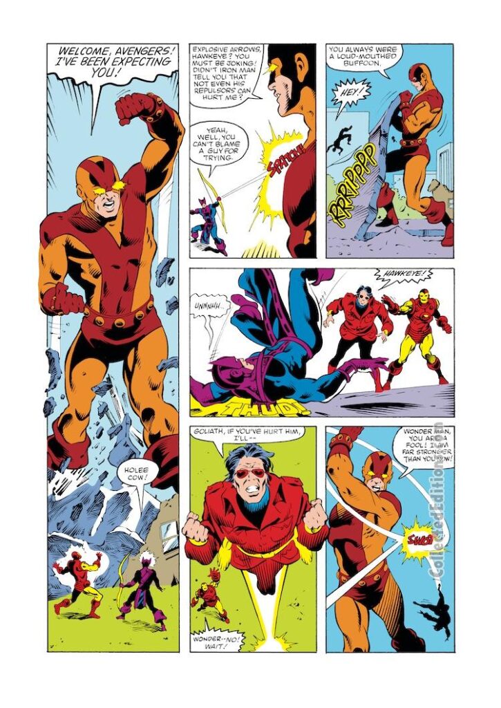 Iron Man Annual #7, pg. 31; pencils, Luke McDonnell; inks, Ian Akin, Brian Garvey; Power Man, Hawkeye, Wonder Man, Iron Man/Jim Rhodes