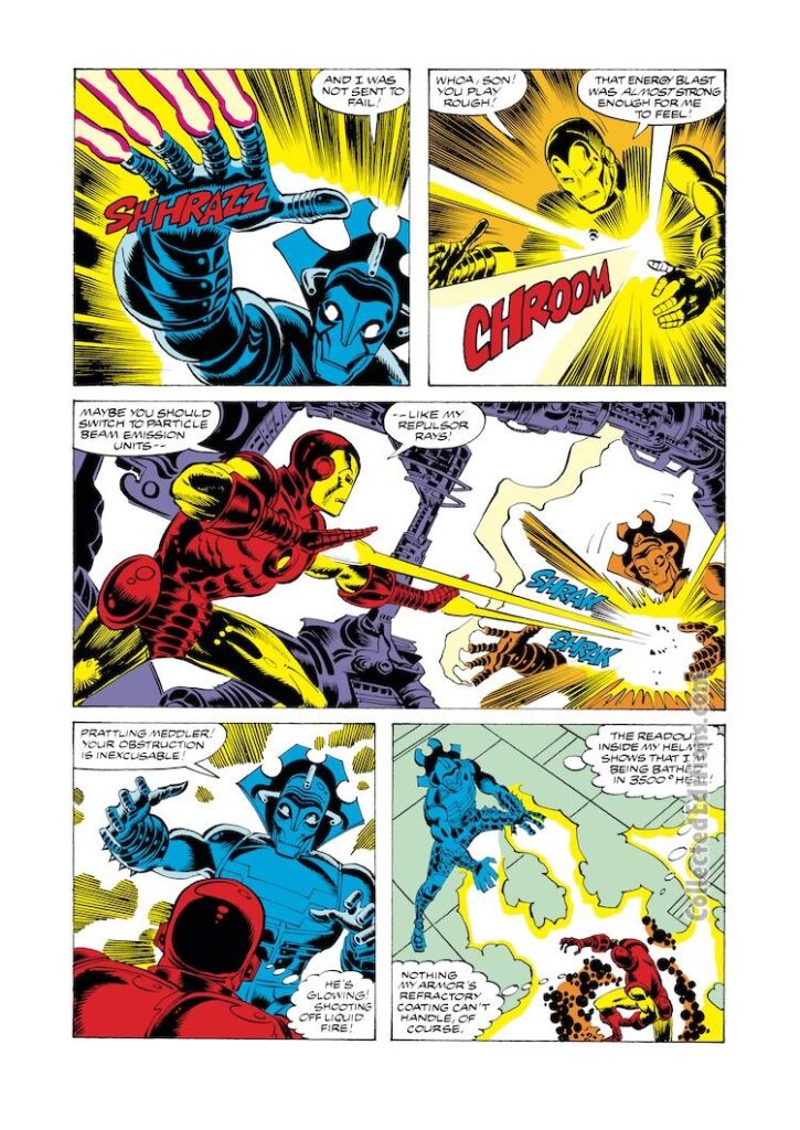 Iron Man #129, pg. 14; layouts, Sal Buscema; pencils and inks, Many Hands; repulsor rays, Dreadnought II, first appearance