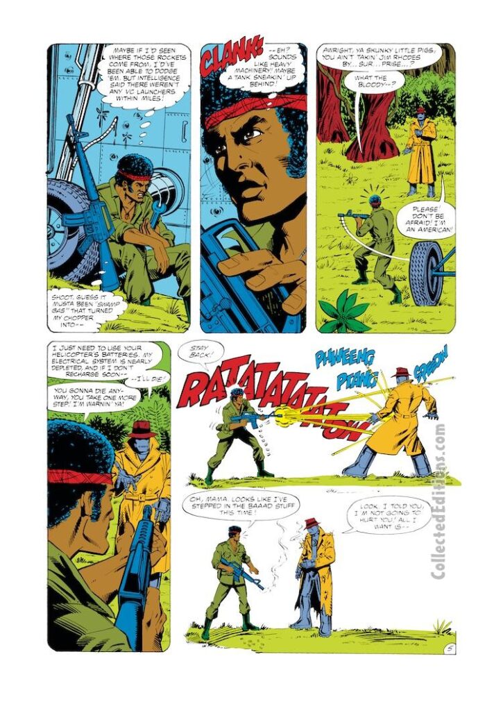 Iron Man #144. “Apocalypse Then”, pg. 11; layouts, Joe Brozowski; pencils and inks, Bob Layton; Jim Rhodes, Rhodes, origin, Vietnam