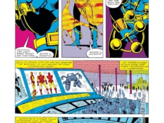Iron Man #145, pg. 6; layouts, John Romita Jr.; pencils and inks, Bob Layton; Fighting O&rsquo;Flynn; Scott Lang, Ant-Man, Raider-1, Raider-2, Raider-3, Edwin Cord