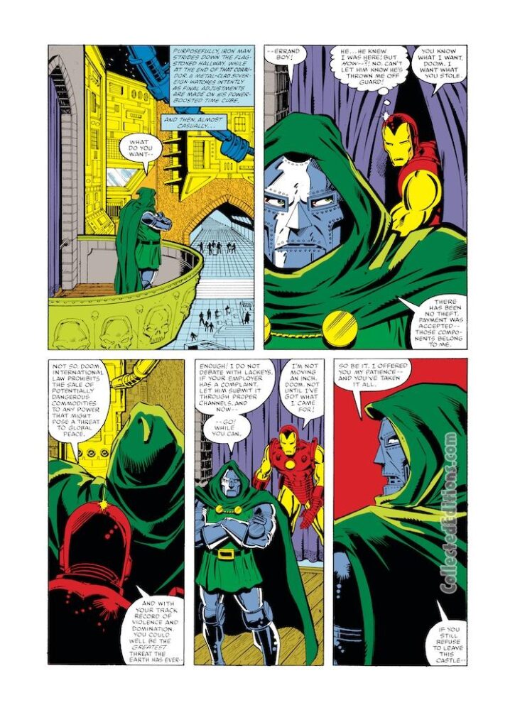 Iron Man #149, pg. 18; layouts, John Romita Jr.; pencils and inks, Bob Layton; Doctor Doom, Latveria