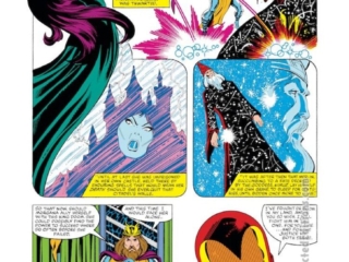 Iron Man #150, pg. 14; layouts, John Romita Jr.; pencils and inks, Bob Layton; Excalibur, Merlin, Morgan Le Fey, King Arthur