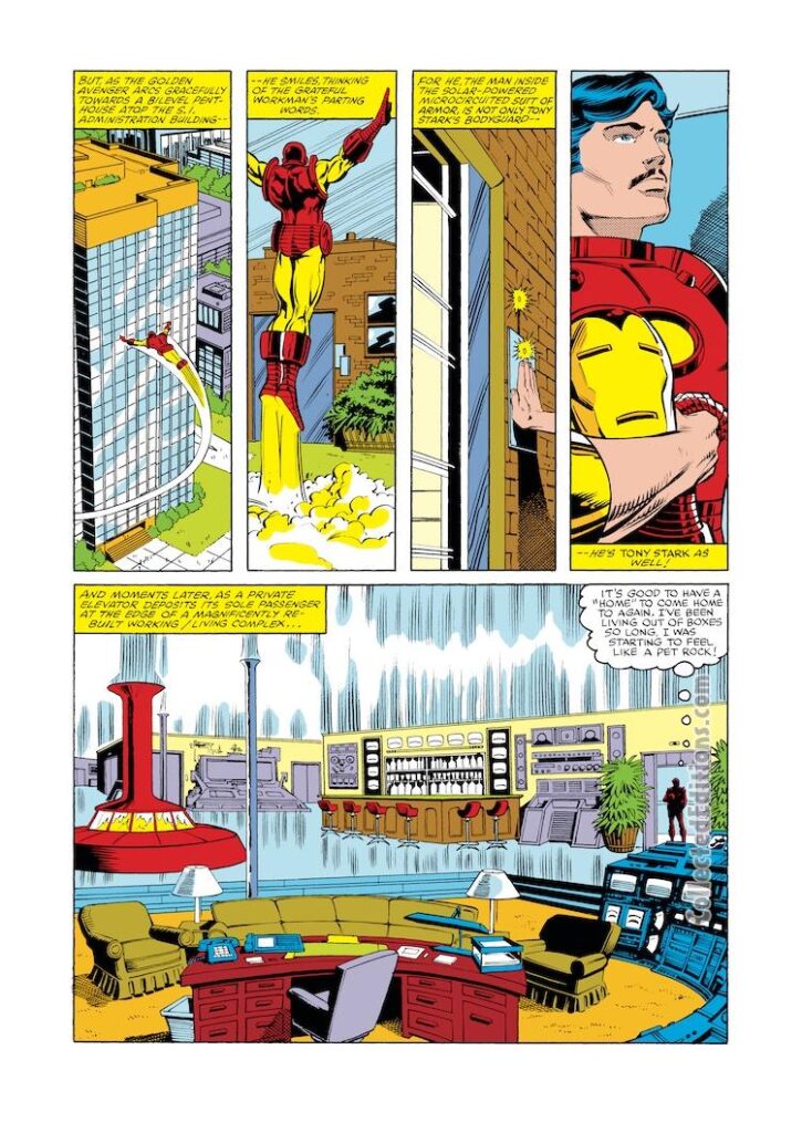 Iron Man #155, pg. 5; pencils, John Romita Jr.; inks, Dan Green; Tony Stark