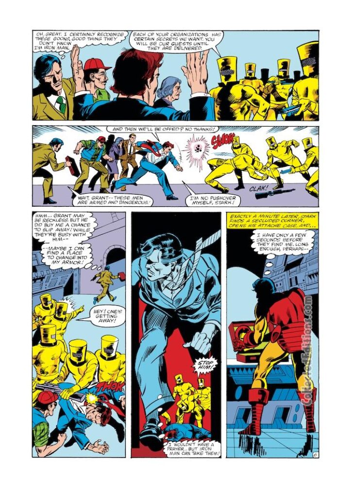 Iron Man #161, pg. 6; pencils, Luke McDonnell; inks, Mike Esposito, Steve Mitchell; AIM beekeeper hats
