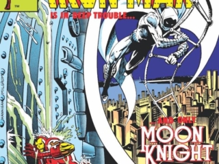 Iron Man #161 cover; pencils, Ed Hannigan; inks, Al Milgrom; Is In Deep Trouble And Only Moon Knight Can Save Him