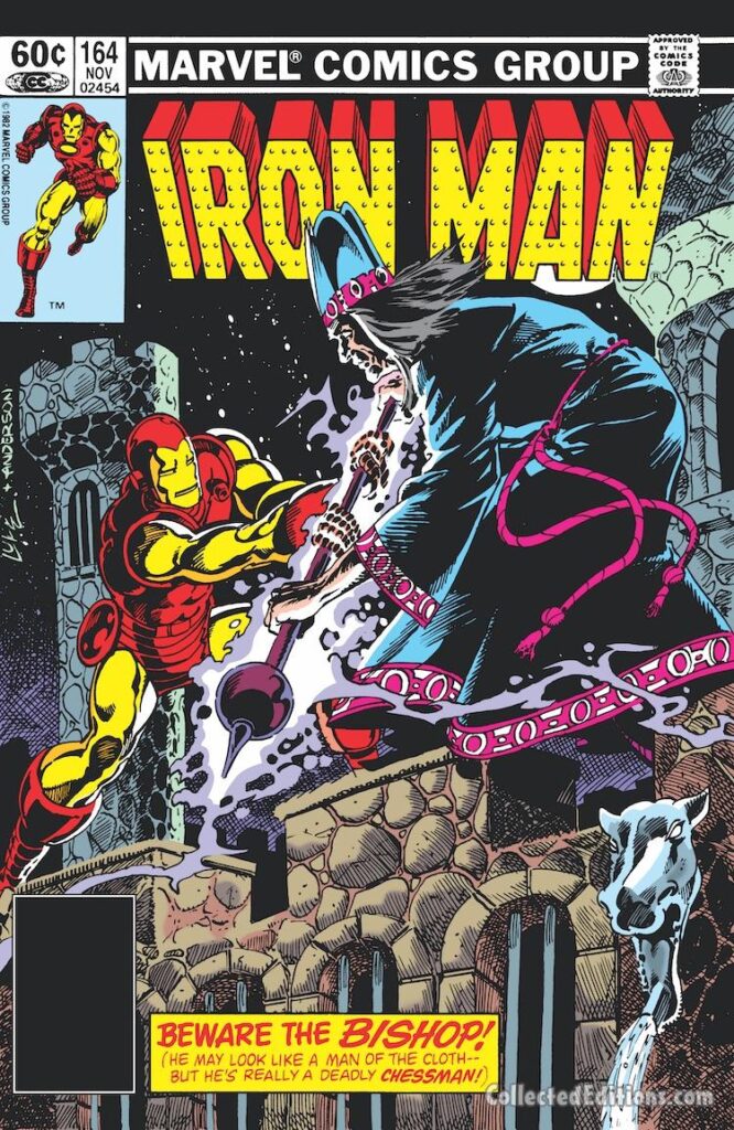 Iron Man #164 cover; pencils, Luke McDonnell; inks, Brent Anderson; Beware the Bishop, Chessman