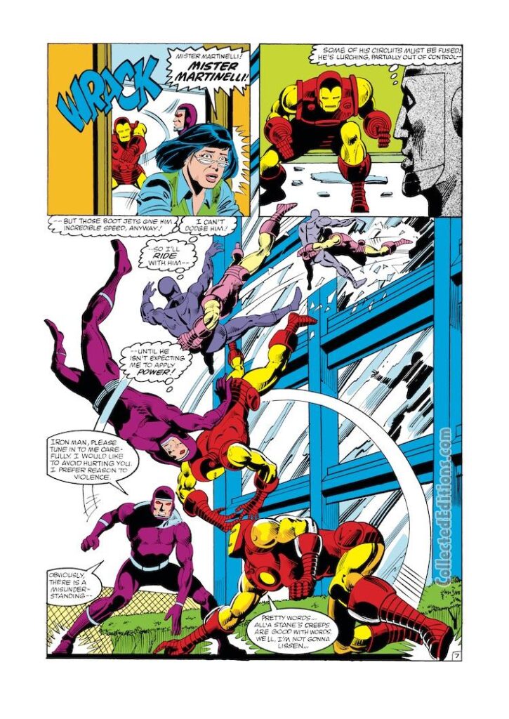 Iron Man #168, pg. 7; pencils, Luke McDonnell; inks, Steve Mitchell; Bambi Arbogast, Machine Man