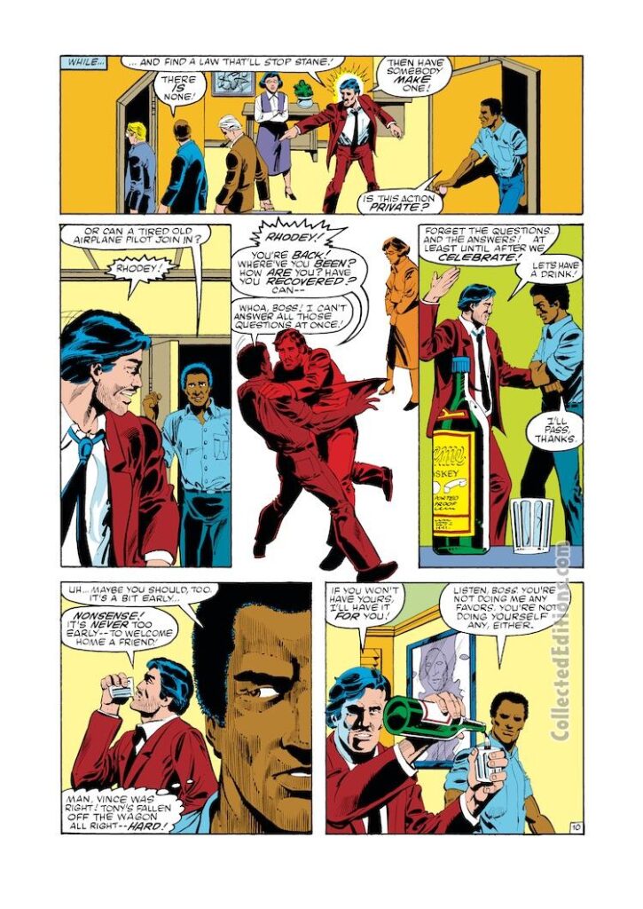 Iron Man #169, pg. 10; pencils, Luke McDonnell; inks, Steve Mitchell; Jim Rhodes, alcohol
